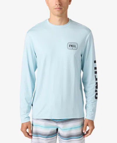 O'neill Men's Traveler Upf Wordmark Long Sleeve T-shirt In Heather Light Blue