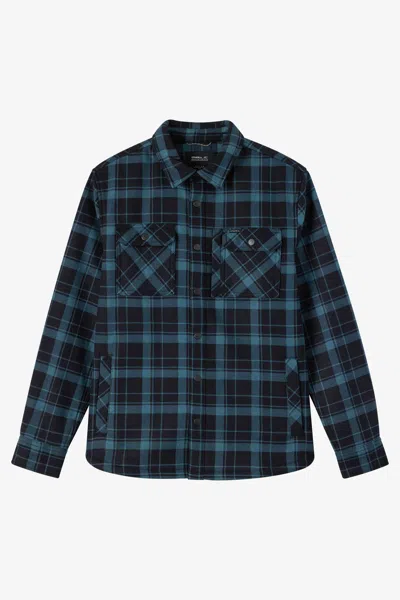 O'neill Men's Trvlr Micro High Pile Lined Flannel Long Sleeve Shirt In Black