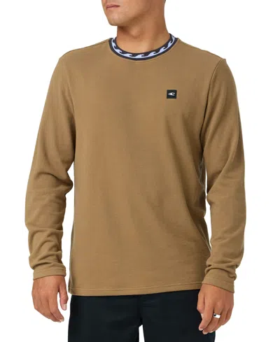 O'neill Men's Wave Cult Bennett Long-sleeve Crewneck Jacquard Wave-pattern T-shirt In Dark Khaki