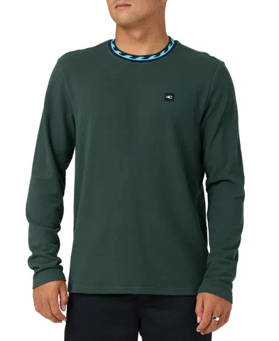 O'neill Men's Wave Cult Bennett Long-sleeve Crewneck Jacquard Wave-pattern T-shirt In Hunter Green