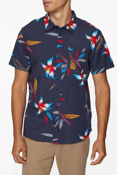O'neill Men's Yabro Short Sleeves Woven Shirt In Navy In Multi