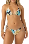 O'neill Mikah Floral Lucky Bay Side Tie Bikini Bottoms In Black