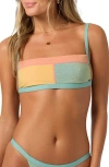 O'neill Mirage Colorblock Paloma Bikini Top In Green/yellow Multi