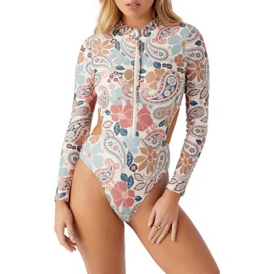 O'neill Mod Boho Dana Point Surf Cutout Rashguard One-piece Swimsuit In Cement