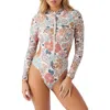O'neill Mod Boho Dana Point Surf Cutout Rashguard One-piece Swimsuit In Cement