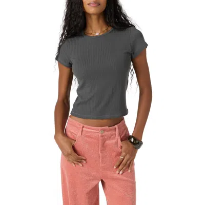 O'neill Monette Pointelle Rib Crewneck T-shirt In Gray