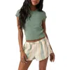 O'neill Monette Pointelle Rib Crewneck T-shirt In Green