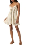 O'neill Juniors' Natalya Cotton Striped Mini Dress In Tapioca