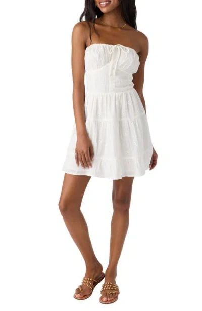 O'neill Naya Eyelet Embroidered Strapless Cotton Minidress In White