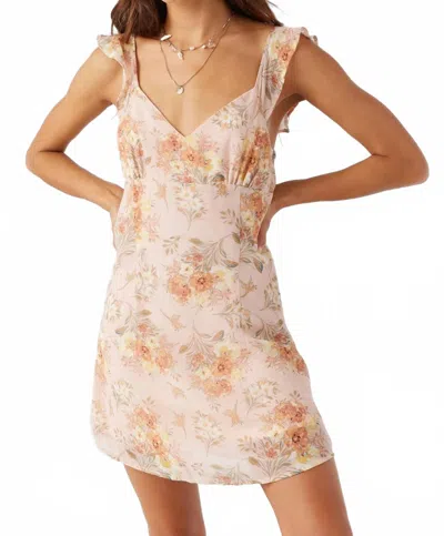 O'neill Nellie Chiffon Ruffle Sleeve Dress In Rose Dust In Pink