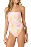 O'neill Newport Yucatan Strapless Cinched Tie One-piece Swimsuit In Pink Multi