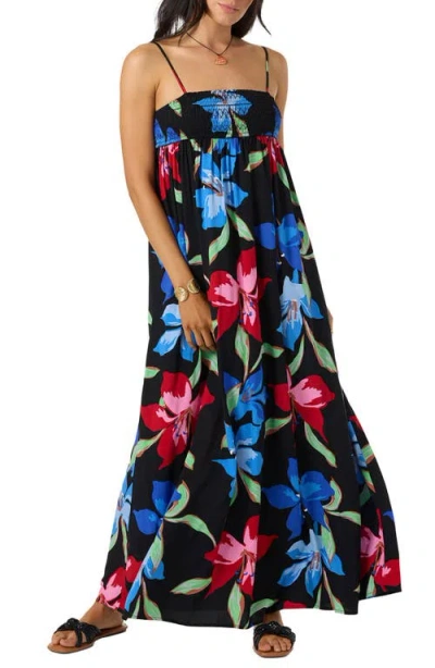 O'neill Nickie Floral Print Sleeveless Maxi Dress In Blue