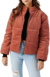 O'neill Novah Quilted Corduroy Jacket In Cedar Wood