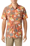 O'neill Oasis Eco Floral Short Sleeve Button-up Shirt In Ginger Spice