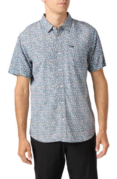 O'neill Oasis Eco Floral Short Sleeve Button-up Shirt In Midnight Navy