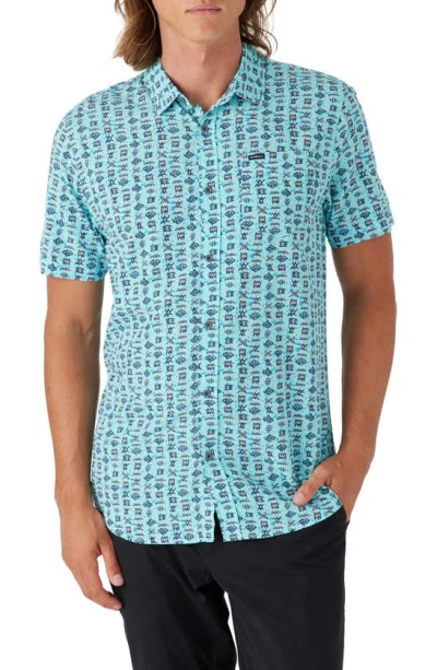 O'neill Oasis Eco Modern Slim Fit Short Sleeve Button-up Shirt In Turquoise