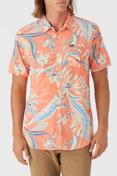 O'neill Oasis Eco Standard Short Sleeve Shirt In Coral In Orange