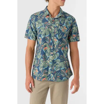 O'neill Oasis Shirt Men's Midnight Navy Tropical Print Button Up Dsgl1243 In Multi