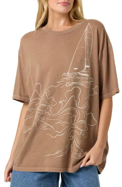 O'neill Og Boat Oversized Graphic T-shirt In Brown