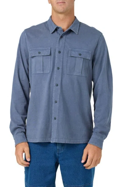 O'neill Og Long Sleeve Cotton Button Front Shirt In Blue