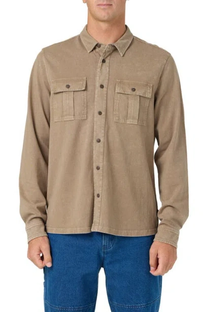 O'neill Og Long Sleeve Cotton Button Front Shirt In Brown