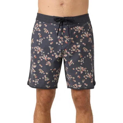 O'neill Og Print Scallop Swim Trunks In Graphite