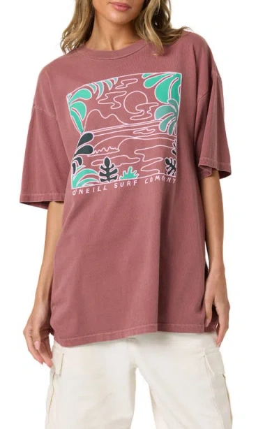 O'neill Og Scape Oversized Graphic Tee In Pink