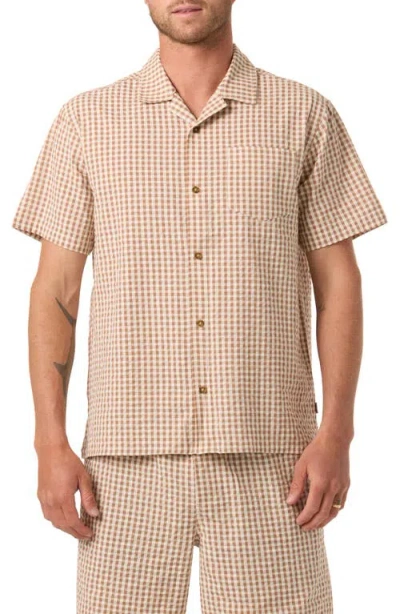 O'neill Og Seersucker Plaid Camp Shirt In Brown