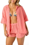 O'neill Olivia Eyelet Cover-up Shirt In Pink