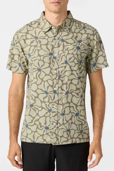 O'neill O'riginals Shirt Men's Seagrass Floral Short Sleeve Button Up Dsgl1242 In Gray