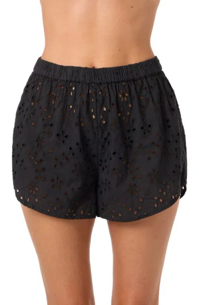 O'neill Pam Cotton Eyelet Cover-up Shorts In Black