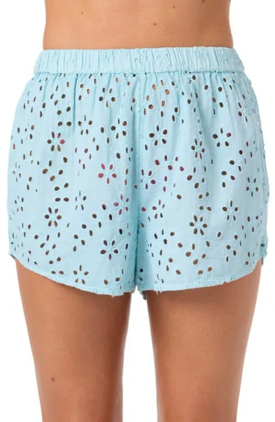 O'neill Pam Cotton Eyelet Cover-up Shorts In Blue