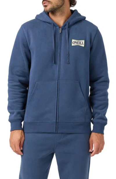 O'neill Patched Classic Full Zip Hoodie In Blue