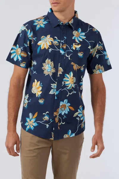 O'neill Quiver Standard Short Sleeve Woven Shirt In Navy In Blue