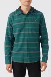 O'neill Redmond Flannel Shirt Men's Green Striped Cotton Hooded Fts86 In Blue