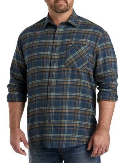 O'neill Big & Tall Redmond Plaid Stretch Flannel Sport Shirt In Midnight Navy