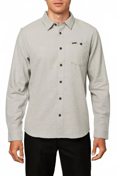O'neill Redmond Solid Stretch Flannel Shirt In Light Grey In Gray