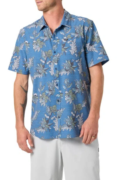 O'neill Relaxed Fit Short Sleeve Performance Slub Button-up Shirt In Blue
