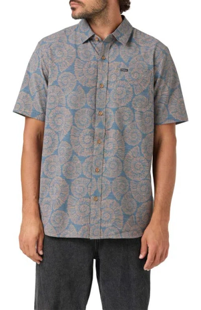 O'neill Relaxed Fit Short Sleeve Performance Slub Button-up Shirt In Brown