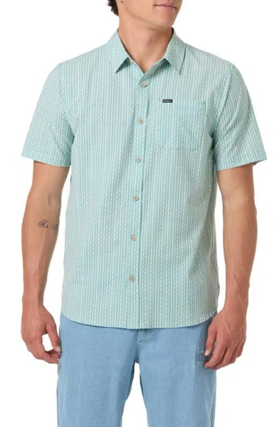 O'neill Relaxed Fit Short Sleeve Performance Slub Button-up Shirt In Green