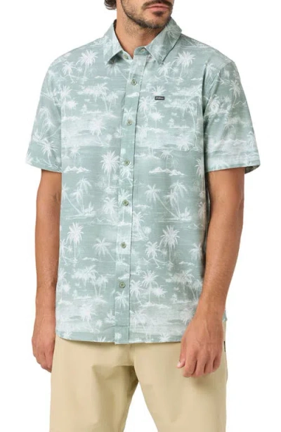 O'neill Relaxed Fit Short Sleeve Performance Slub Button-up Shirt In Green