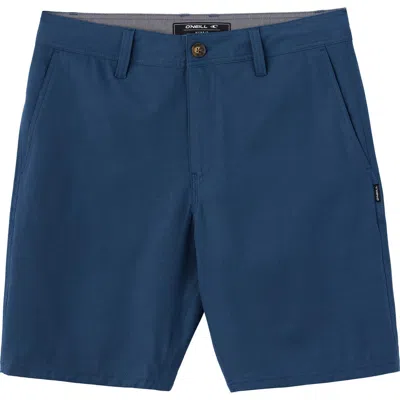 O'neill Reserve Light Check 19-inch Water Resistant Hybrid Shorts In Blue