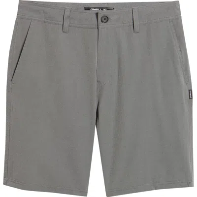 O'neill Reserve Light Check 19-inch Water Resistant Hybrid Shorts In Gray