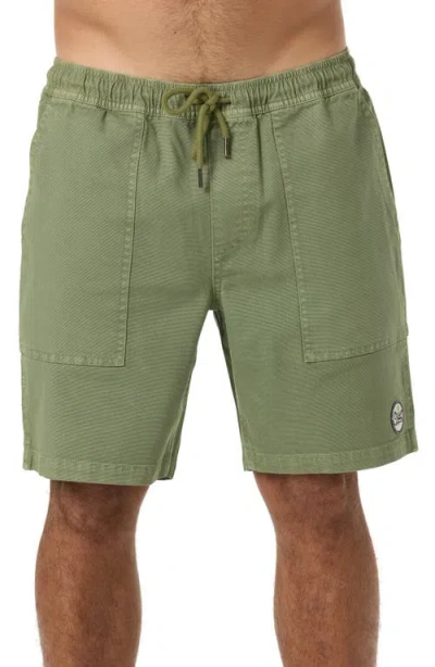 O'neill Ronan Field Cotton Canvas Drawstring Shorts In Green