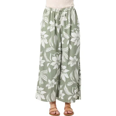 O'neill Rosalie Floral Wide Leg Ankle Pants In Green