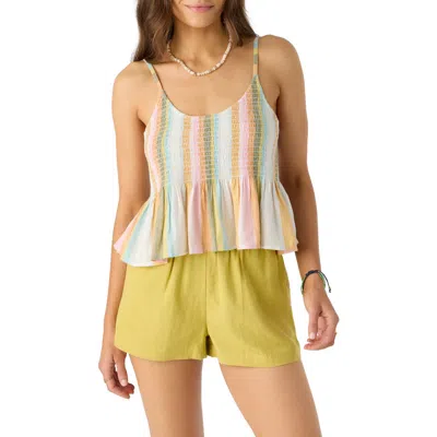 O'neill Rosia Stripe Smocked Peplum Camisole