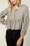 O'neill Rosie Plaid Top In Multi In Multi