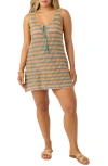 O'neill Ryan Stripe Open Stitch Cover-up Minidress In Orange Multi Stripe