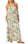 O'neill Juniors' Sadie Strapless Floral Maxi Dress In Winter White