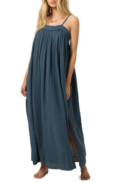 O'neill Sai Saltwater Solids Cover-up Cotton Maxi Dress In Blue
